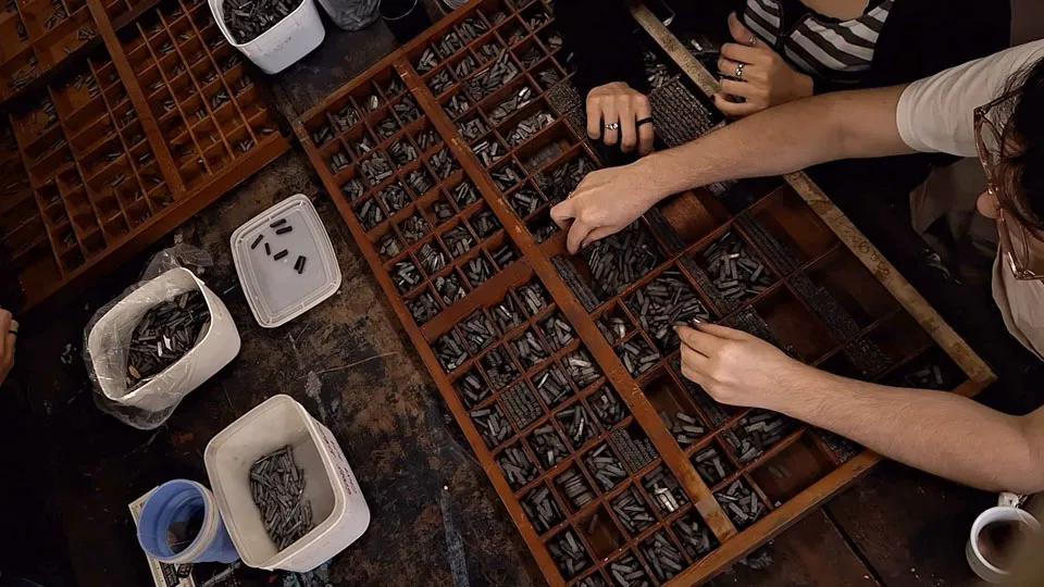 vista da separação de tipos na gaveta